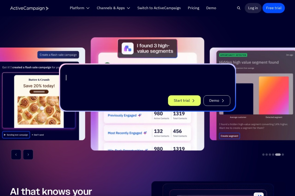 Screenshot of activecampaign.com