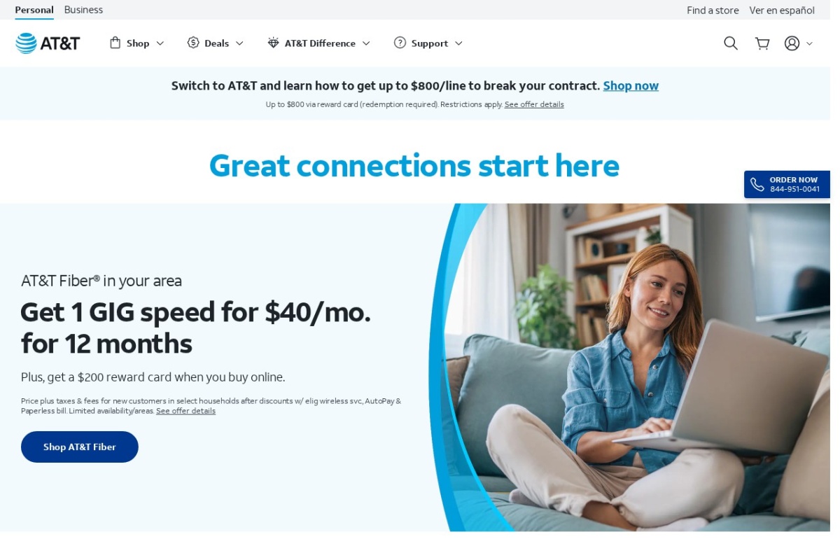 Screenshot of att.com