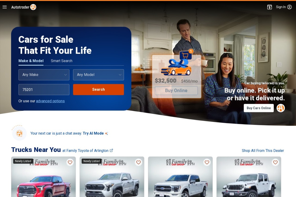 Screenshot of autotrader.com