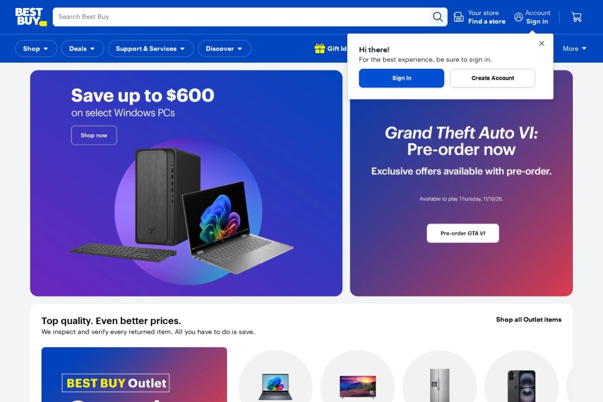 Screenshot of bestbuy.com