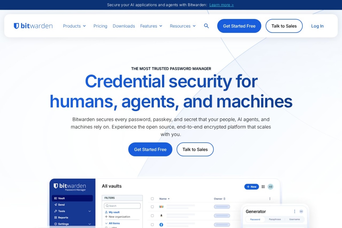 Screenshot of bitwarden.com