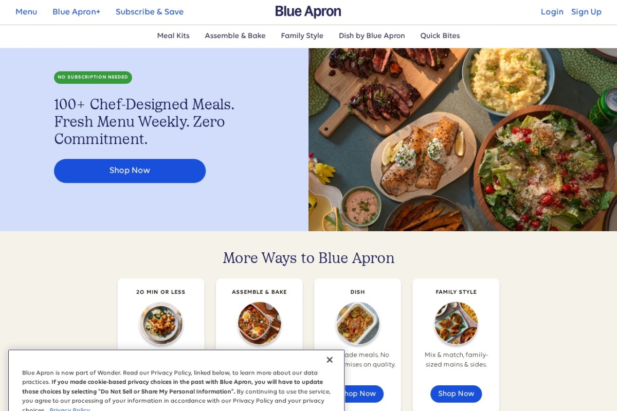 Screenshot of blueapron.com