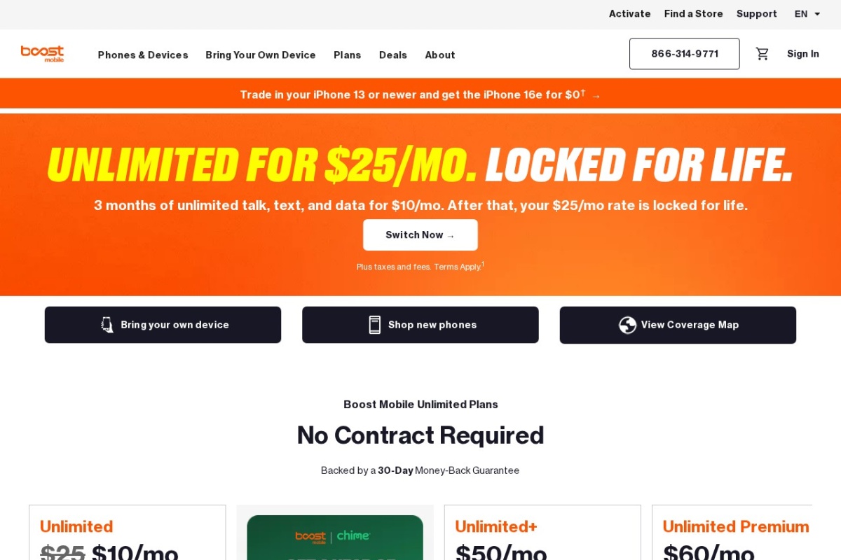 Screenshot of boostmobile.com