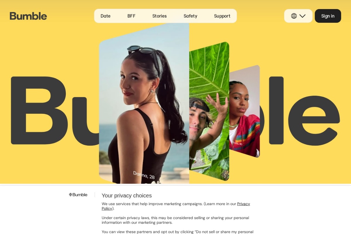 Screenshot of bumble.com