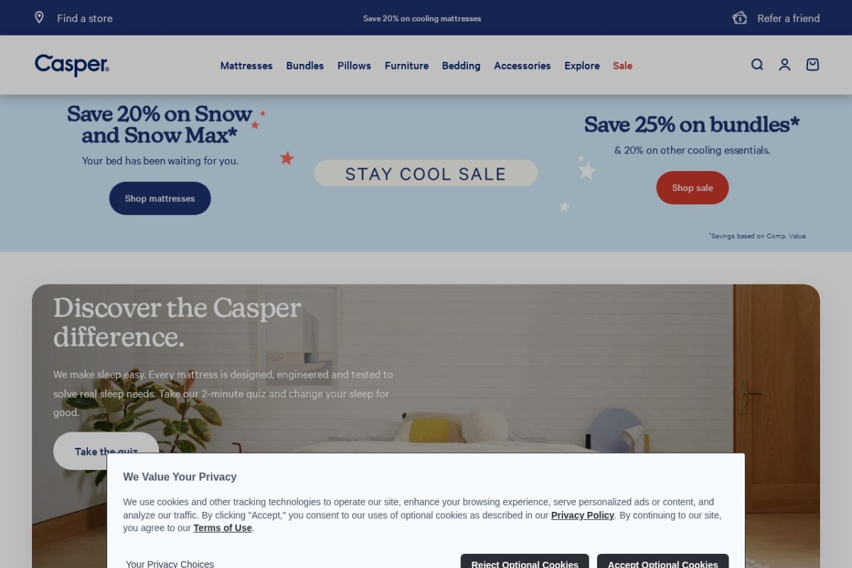 Screenshot of casper.com
