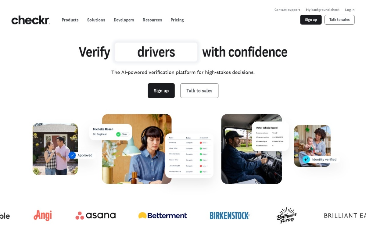 Screenshot of checkr.com