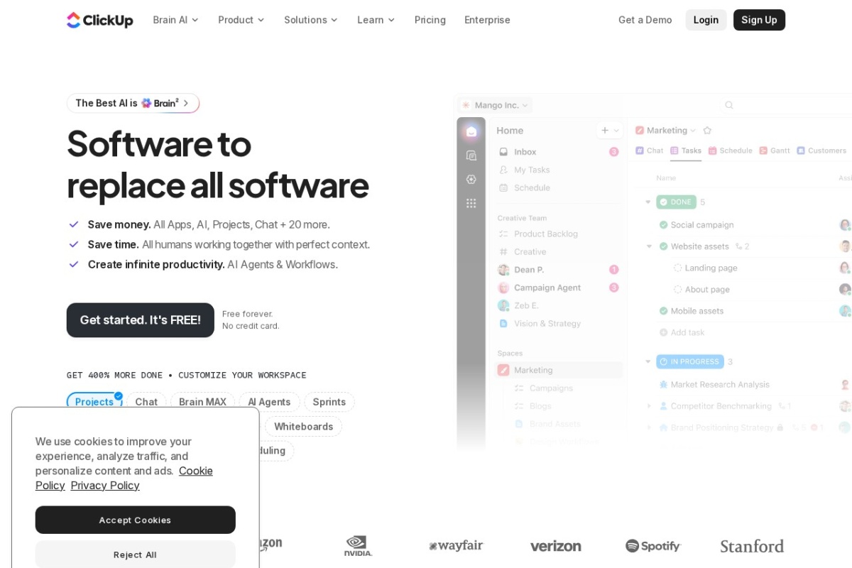 Screenshot of clickup.com