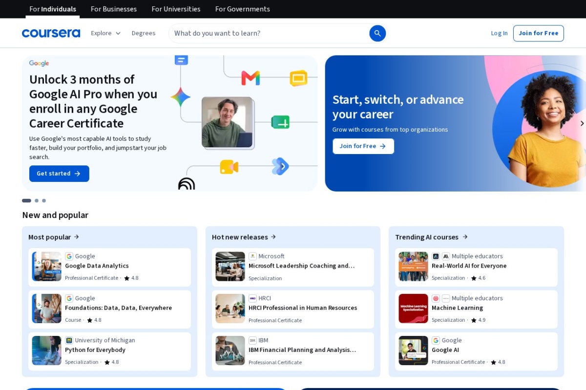 Screenshot of coursera.org