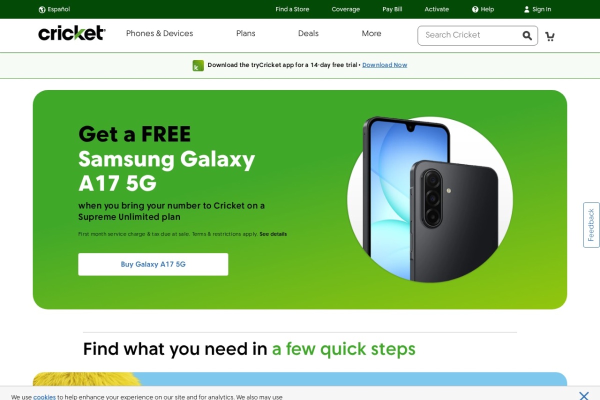 Screenshot of cricketwireless.com
