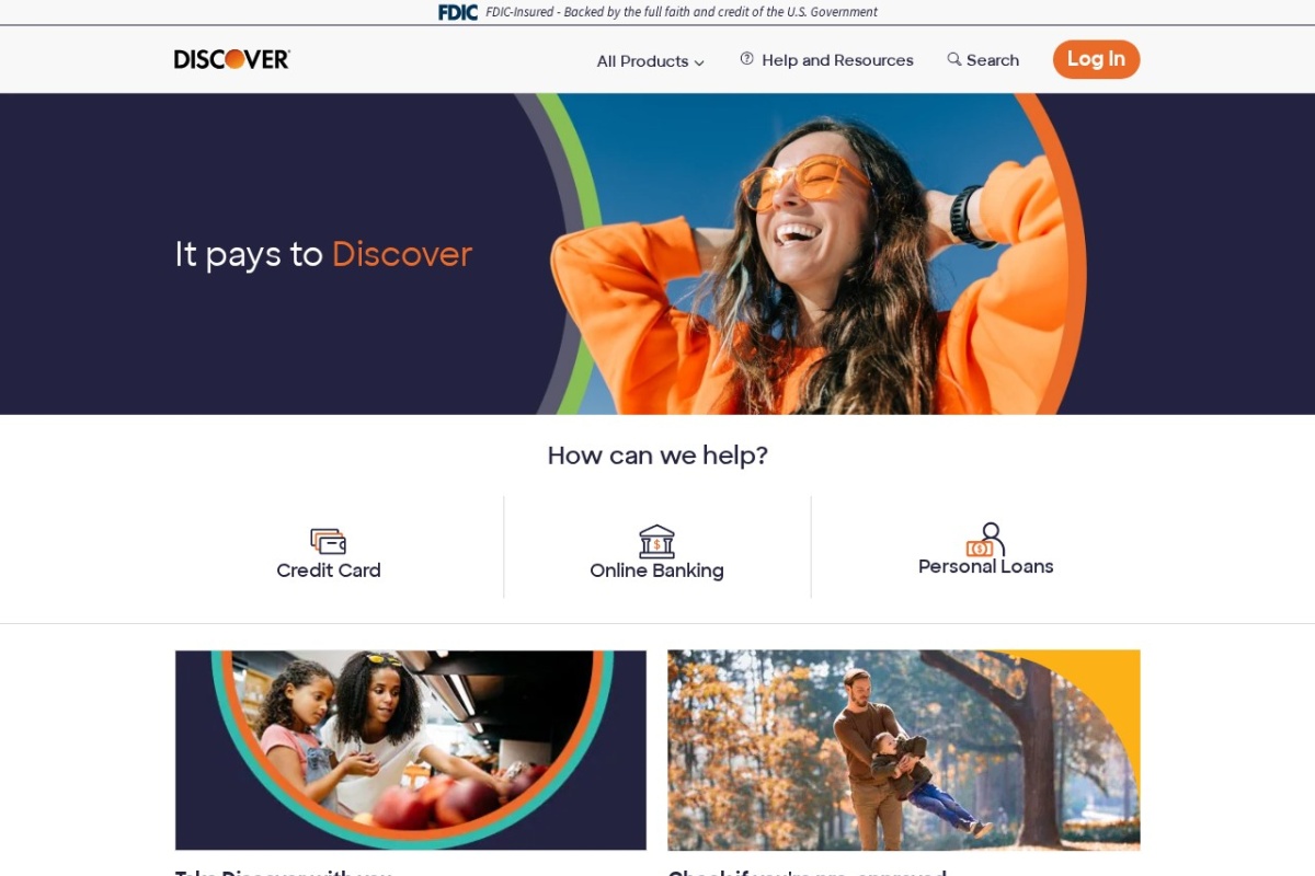 Screenshot of discover.com