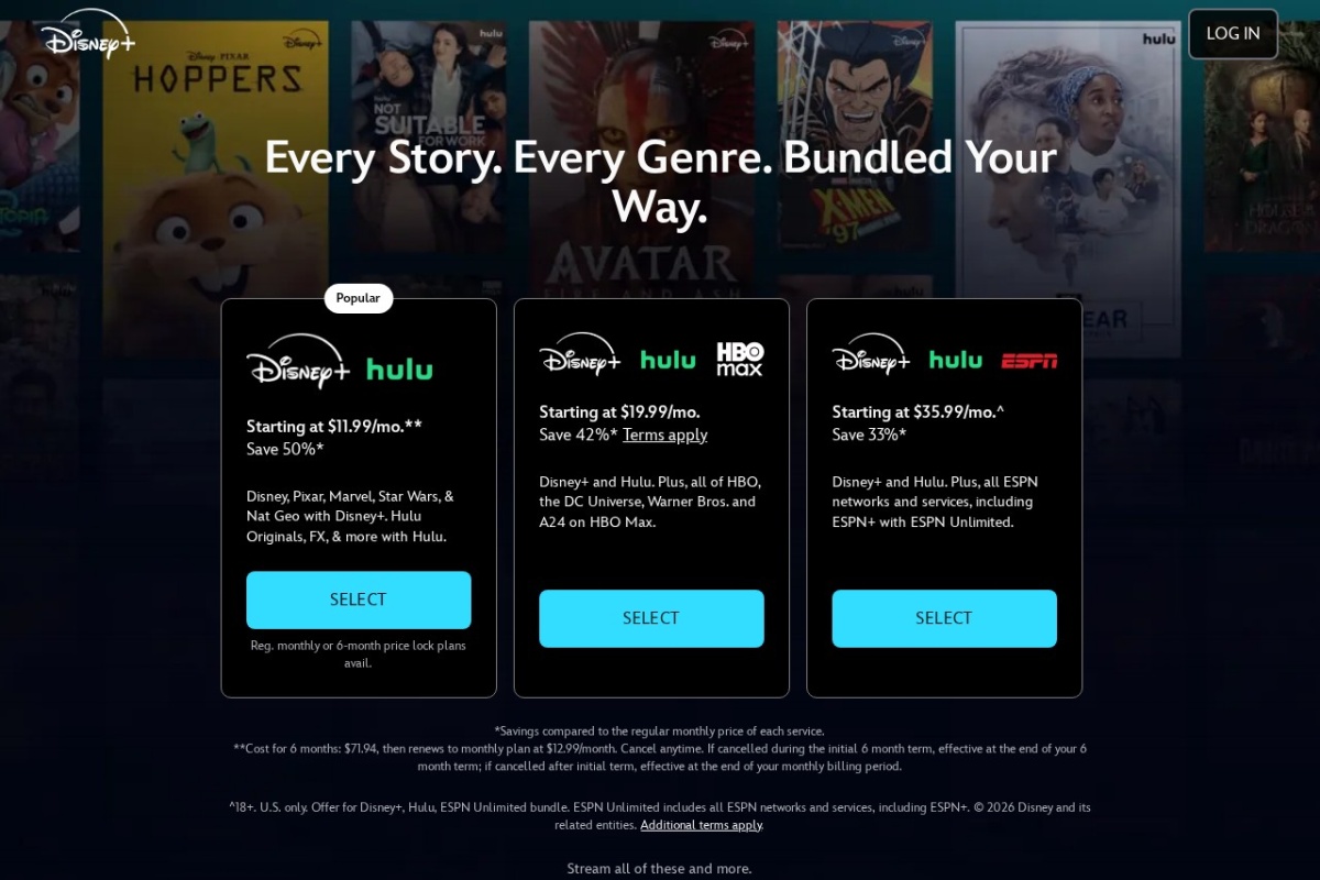Screenshot of disneyplus.com