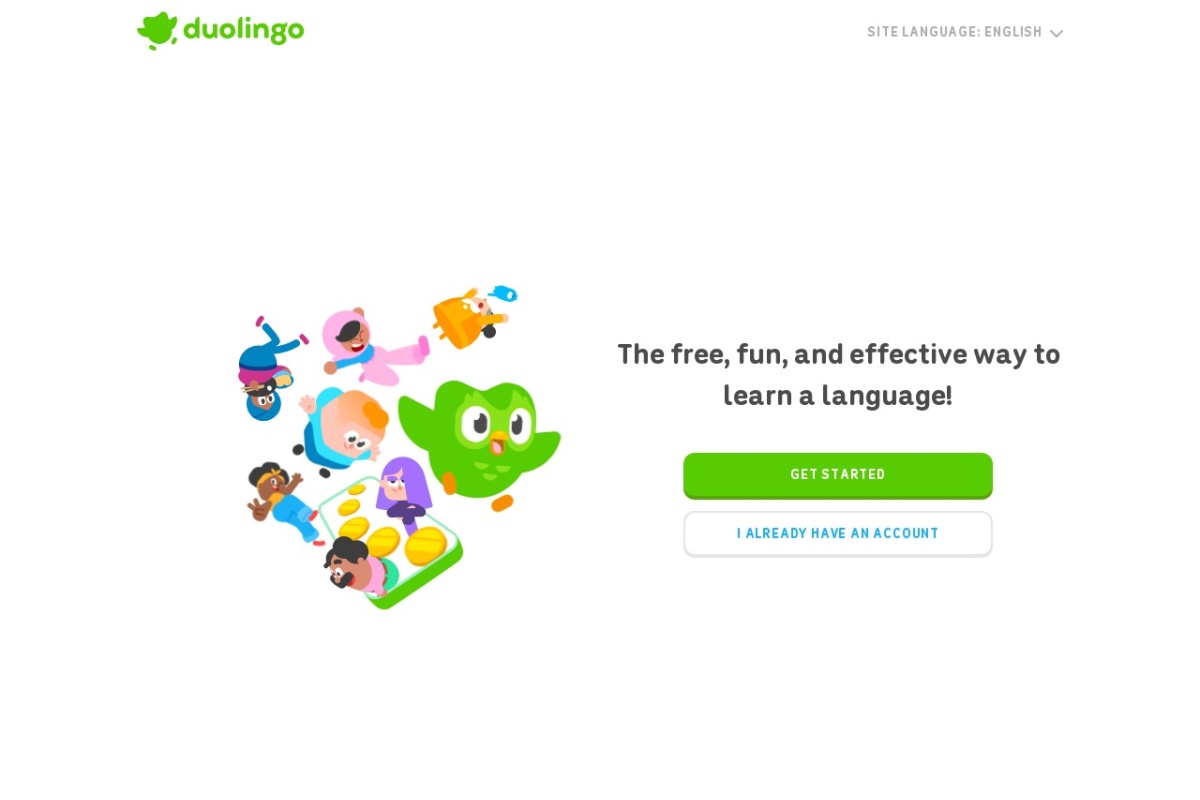 Screenshot of duolingo.com