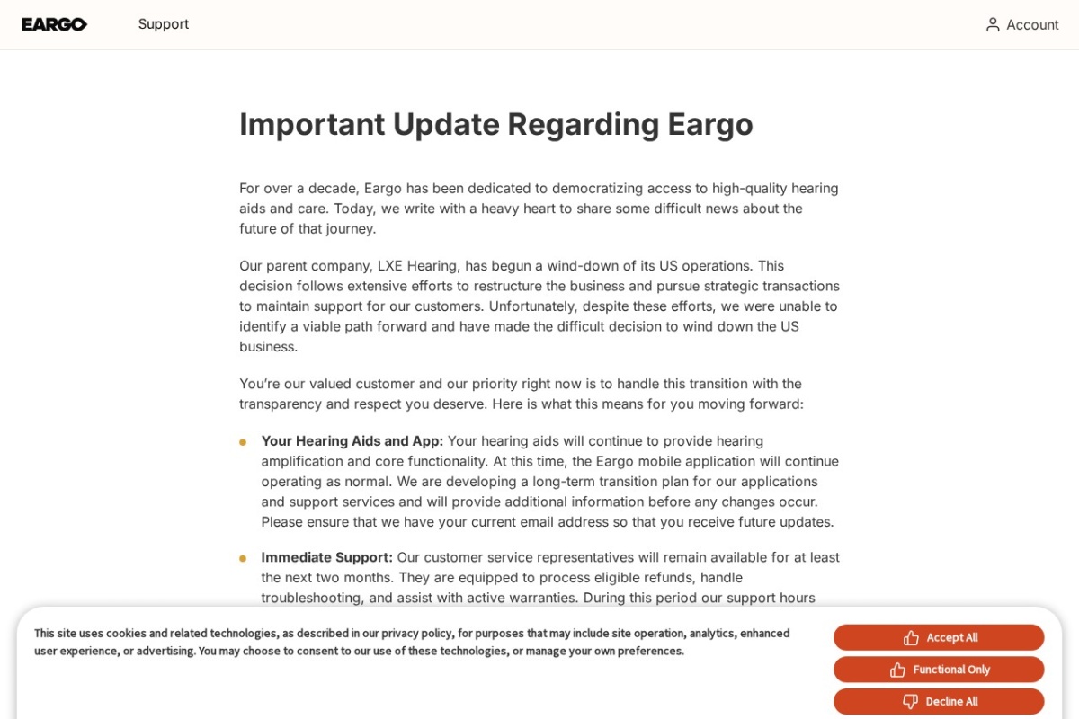 Screenshot of eargo.com