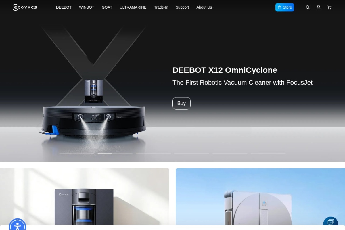 Screenshot of ecovacs.com