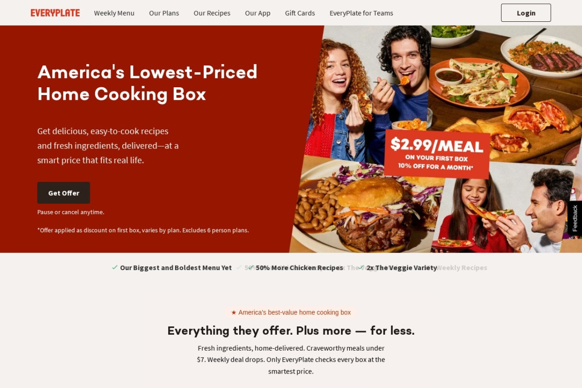 Screenshot of everyplate.com