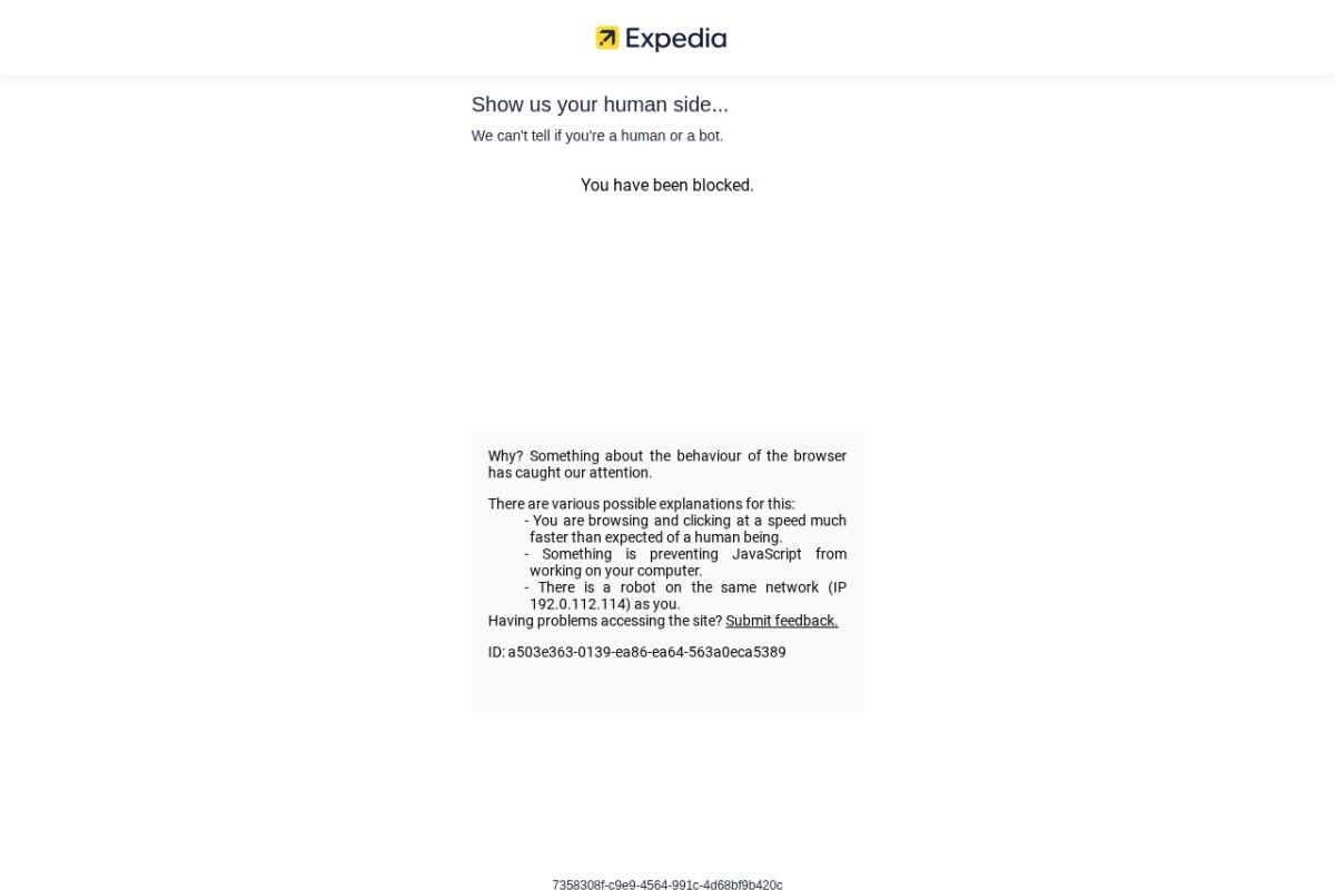 Screenshot of expedia.com