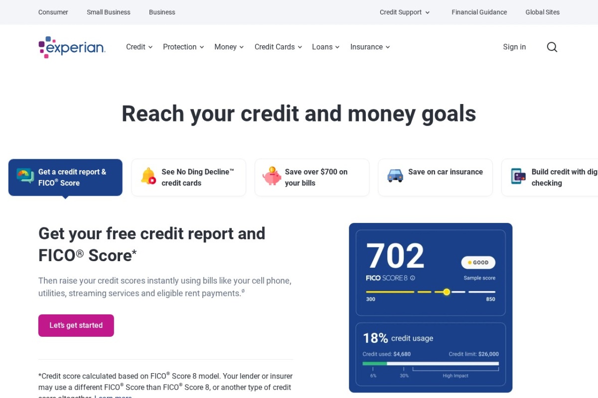 Screenshot of experian.com