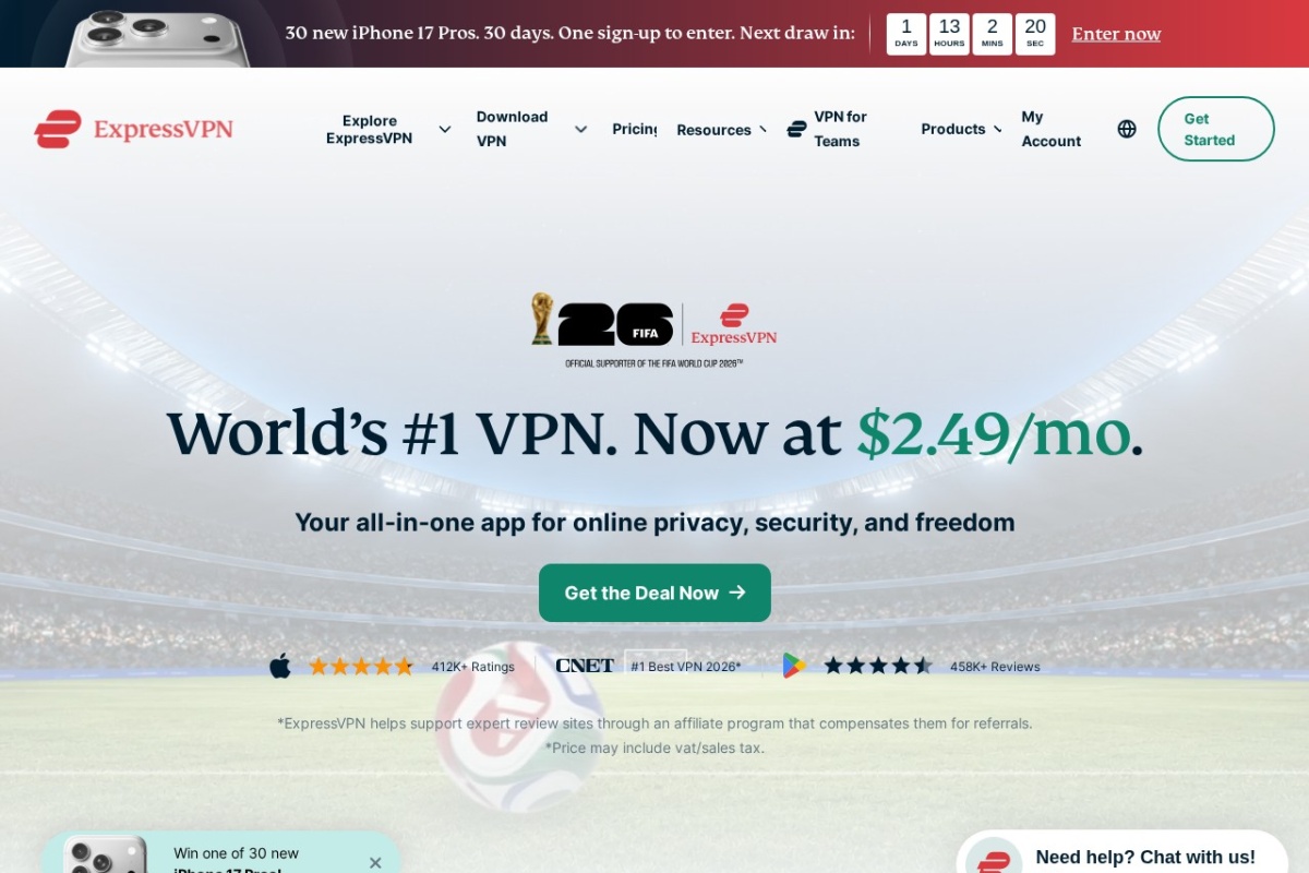 Screenshot of expressvpn.com