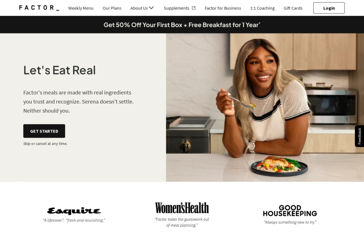 Screenshot of factor75.com