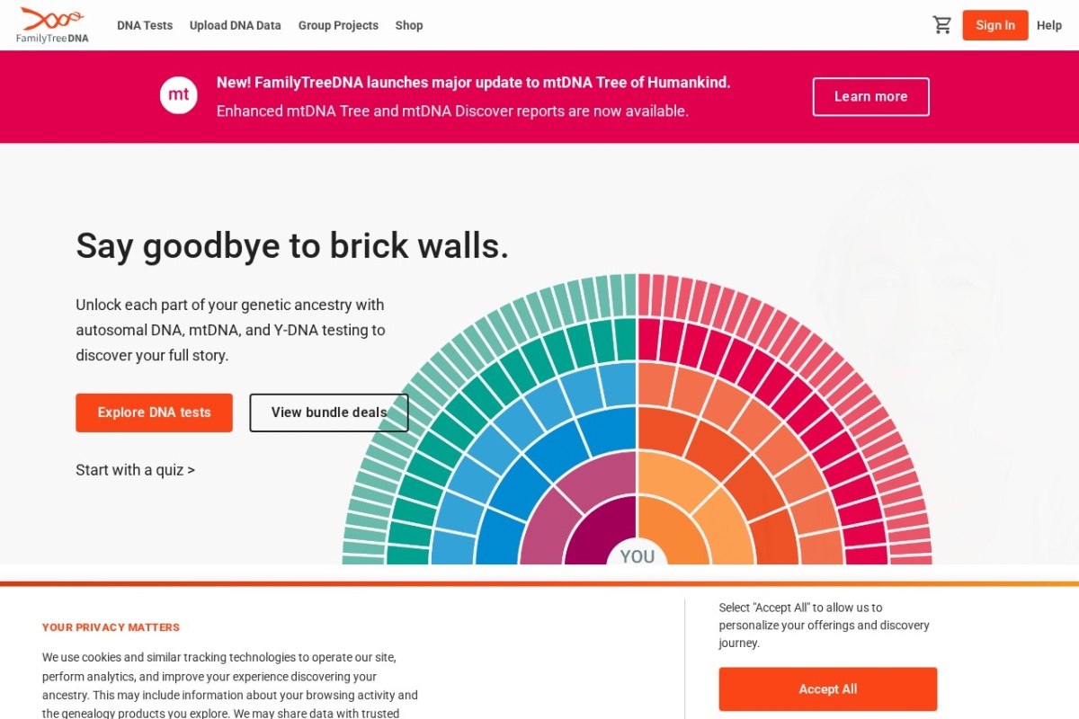 Screenshot of familytreedna.com