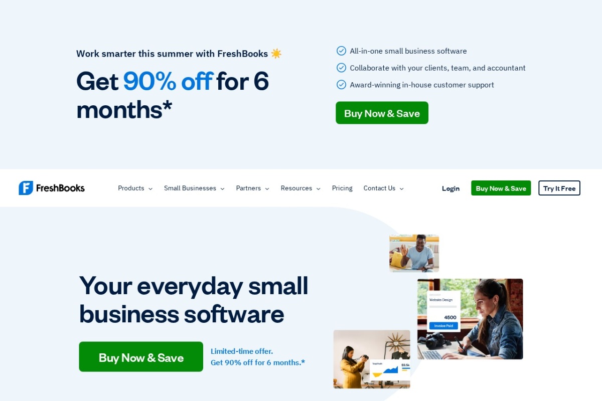Screenshot of freshbooks.com