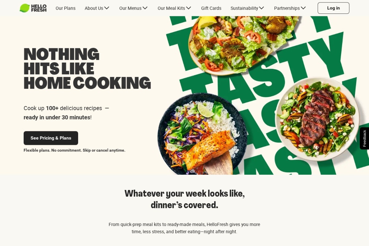 Screenshot of hellofresh.com