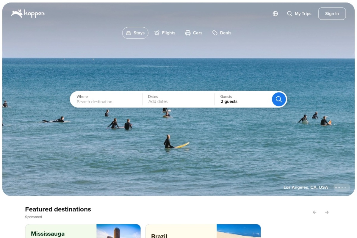 Screenshot of hopper.com