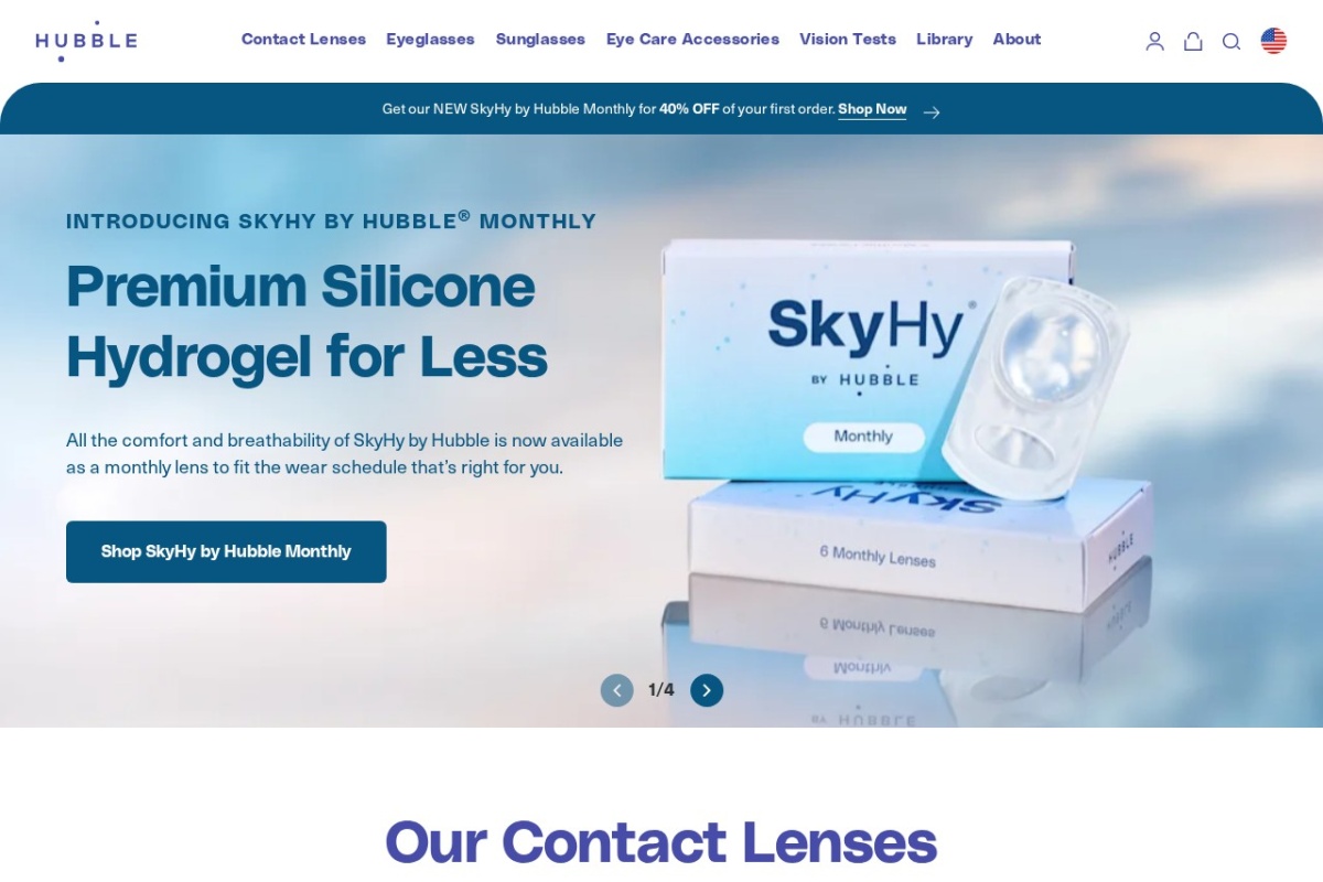 Screenshot of hubblecontacts.com