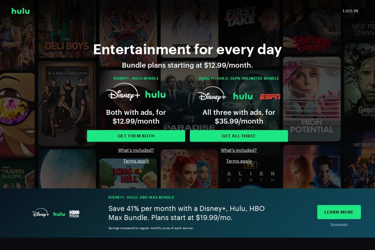 Screenshot of hulu.com