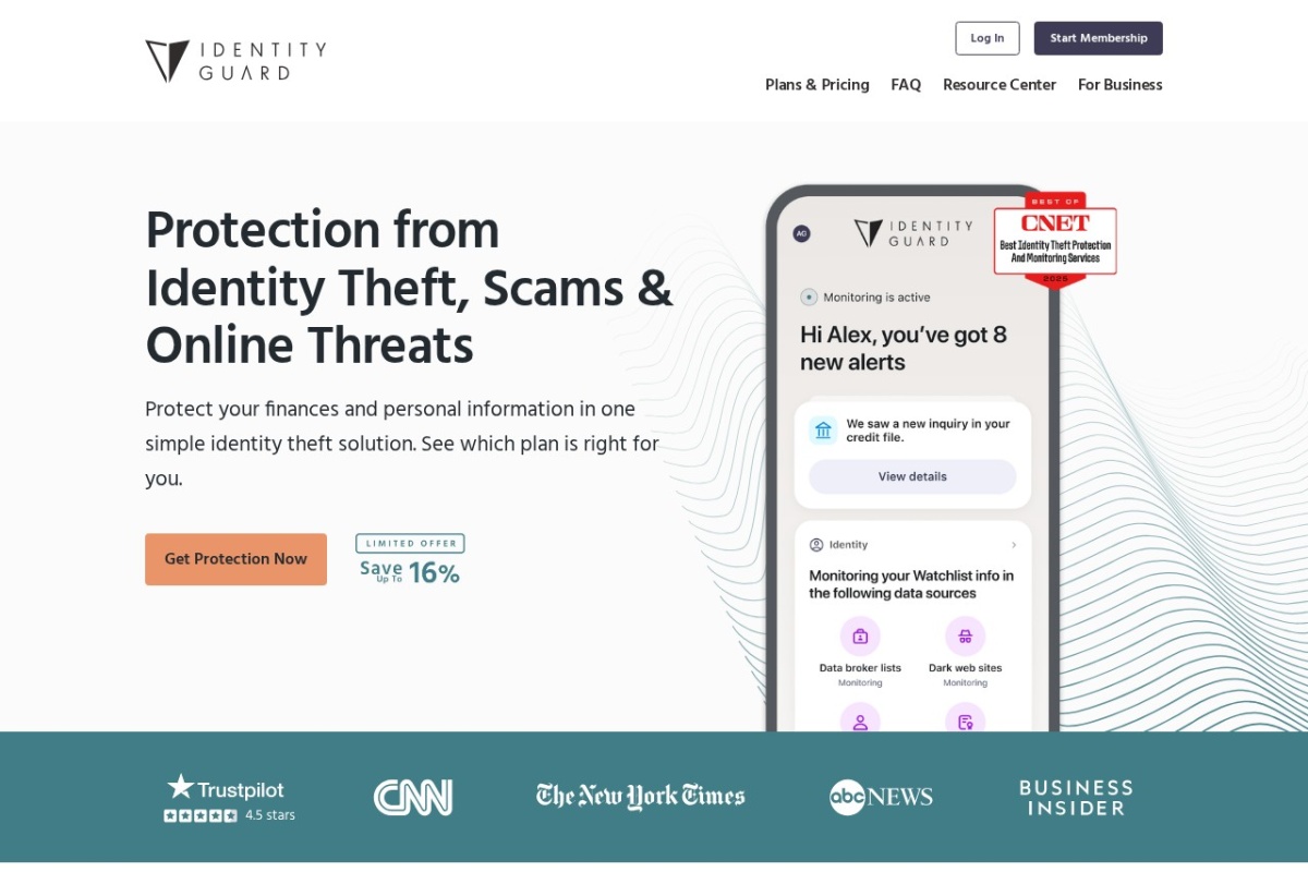 Screenshot of identityguard.com