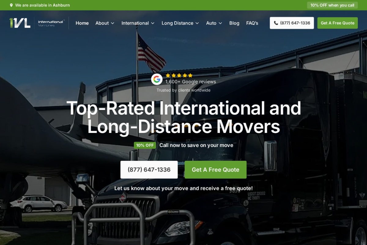 Screenshot of internationalvanlines.com