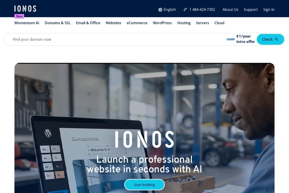 Screenshot of ionos.com