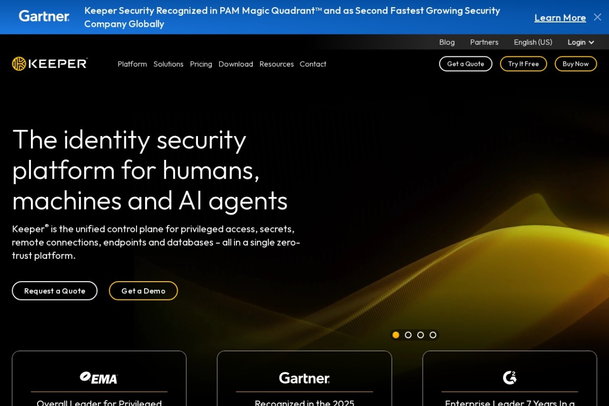 Screenshot of keepersecurity.com