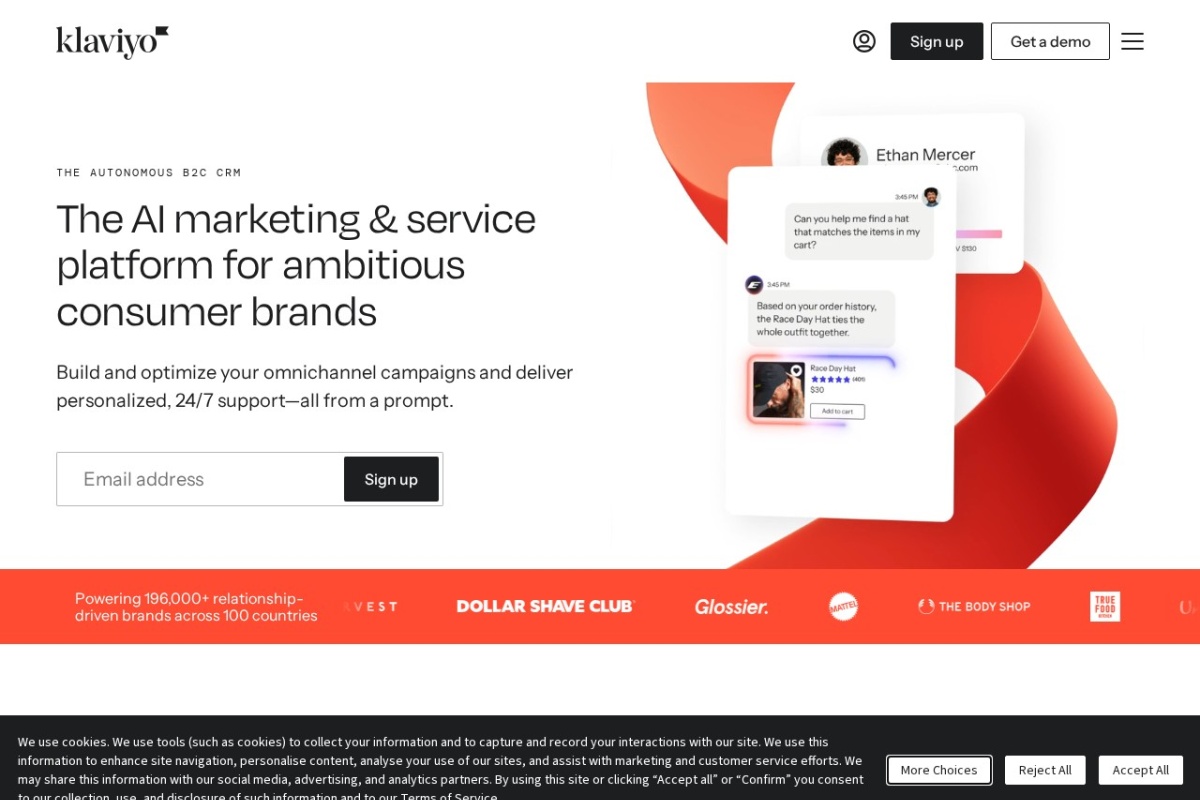 Screenshot of klaviyo.com