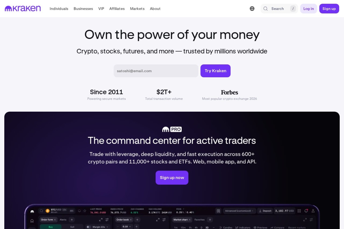Screenshot of kraken.com