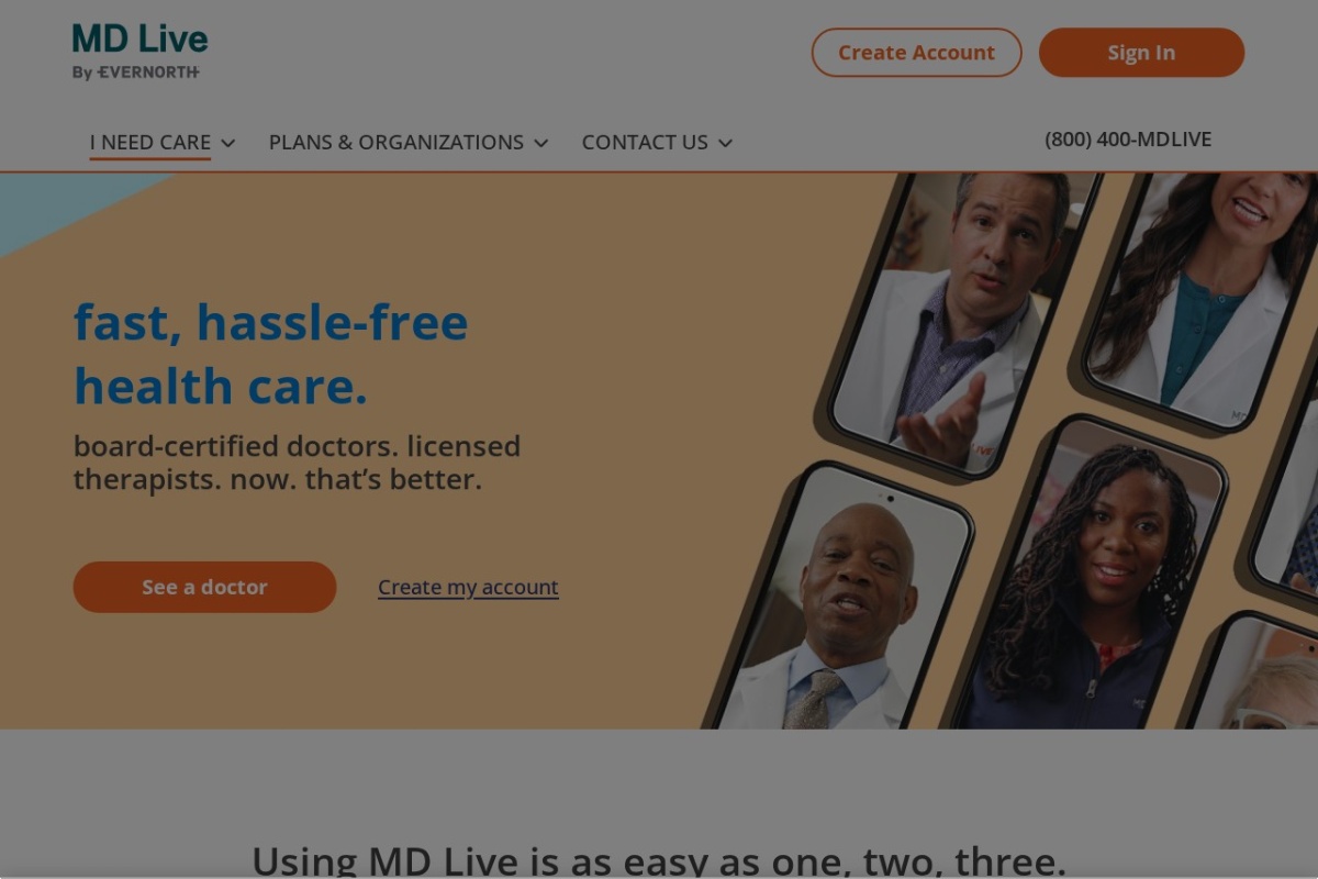 Screenshot of mdlive.com