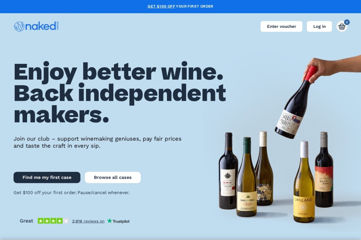 Screenshot of nakedwines.com