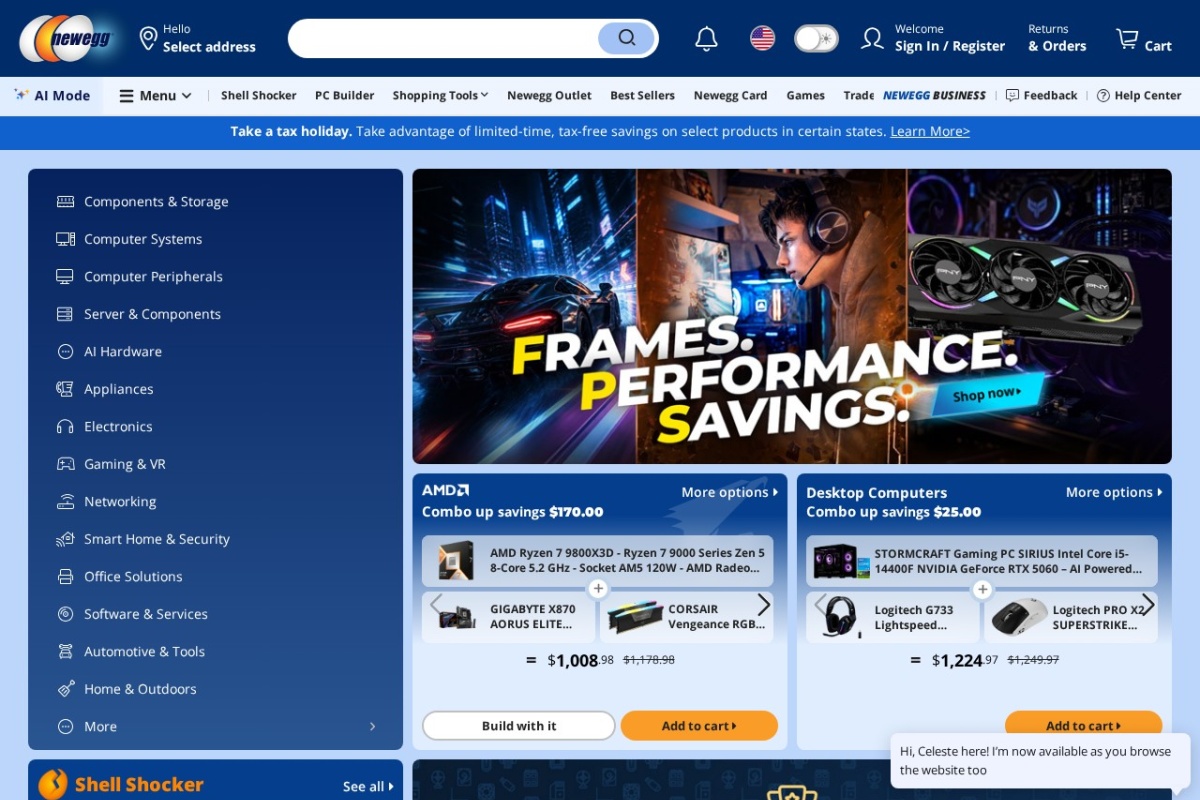 Screenshot of newegg.com