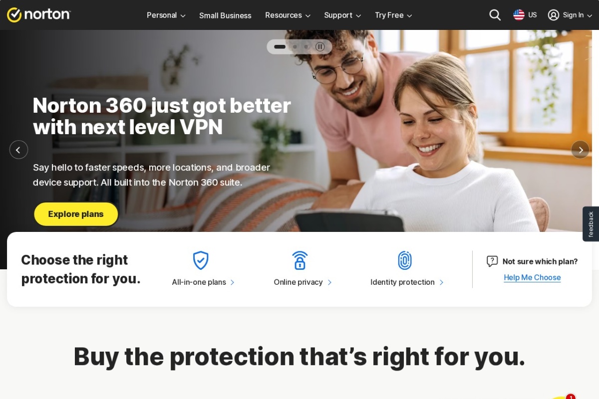 Screenshot of norton.com