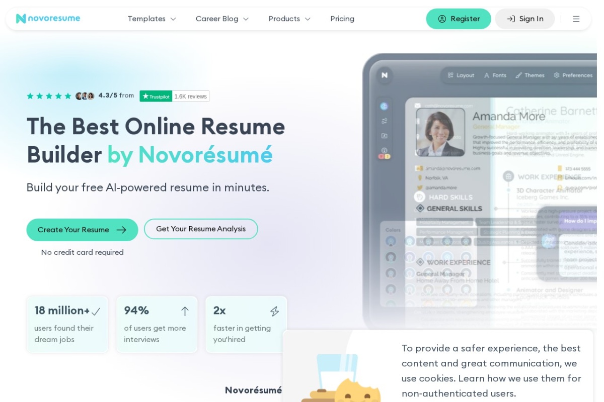 Screenshot of novoresume.com