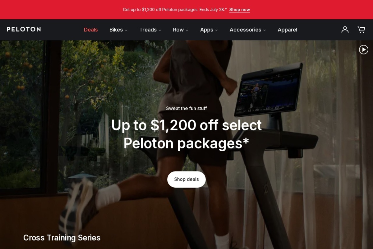 Screenshot of onepeloton.com