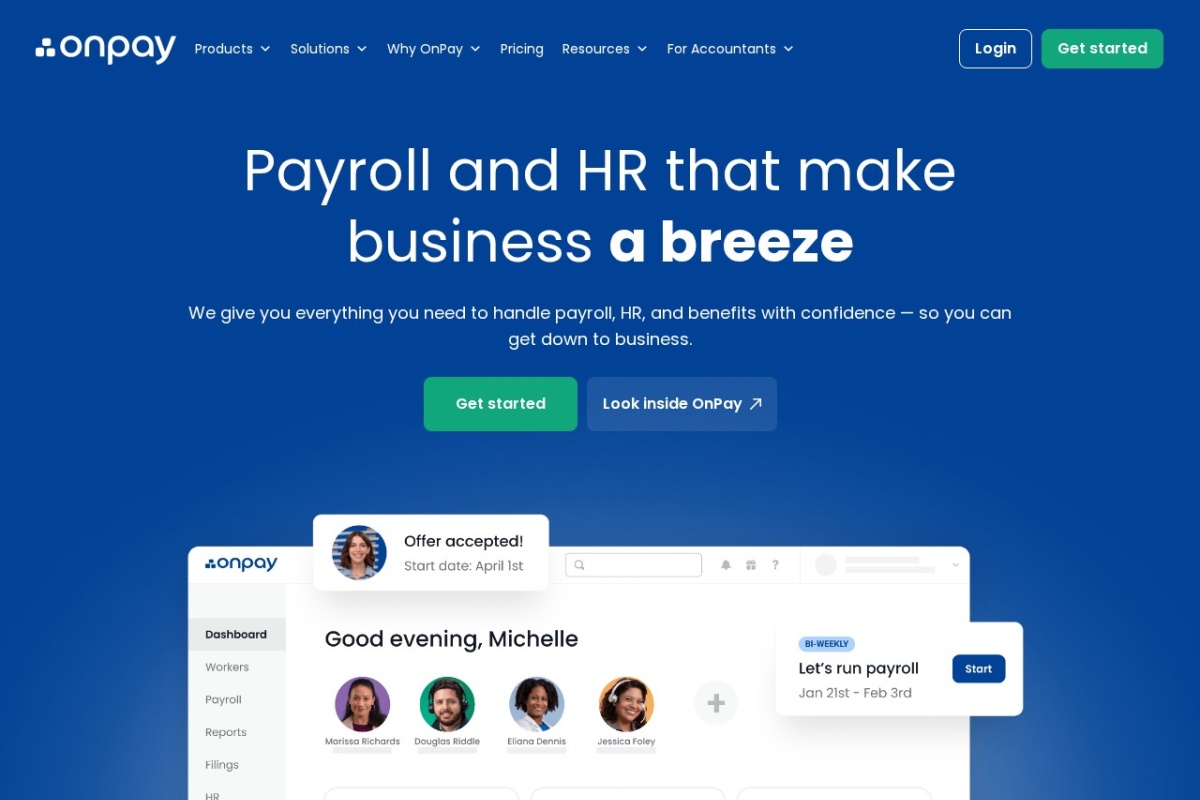 Screenshot of onpay.com