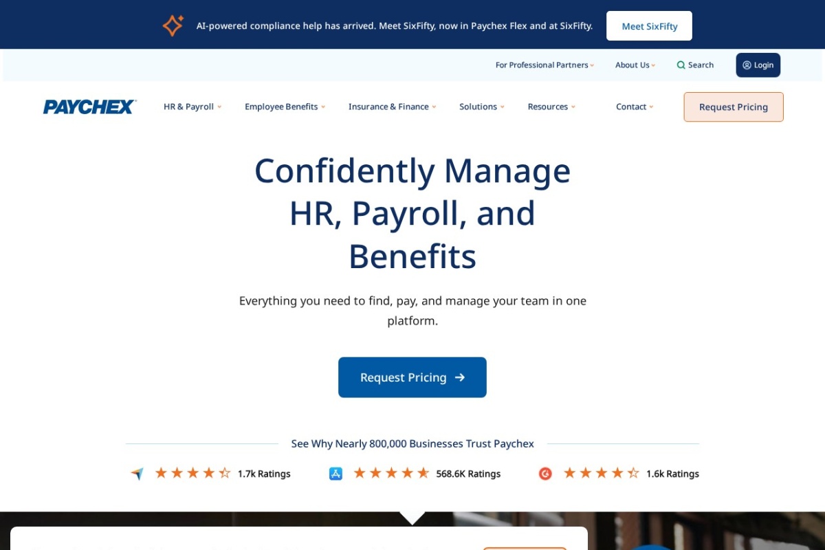 Screenshot of paychex.com