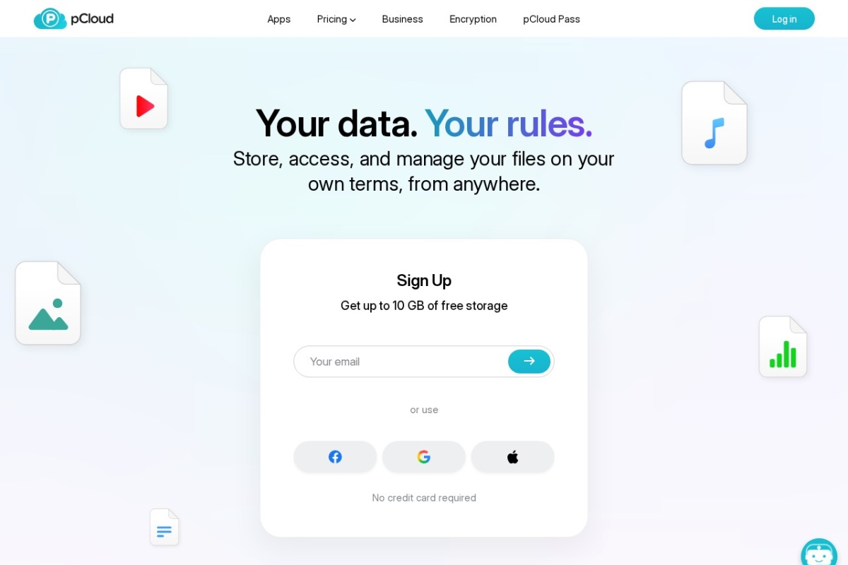 Screenshot of pcloud.com
