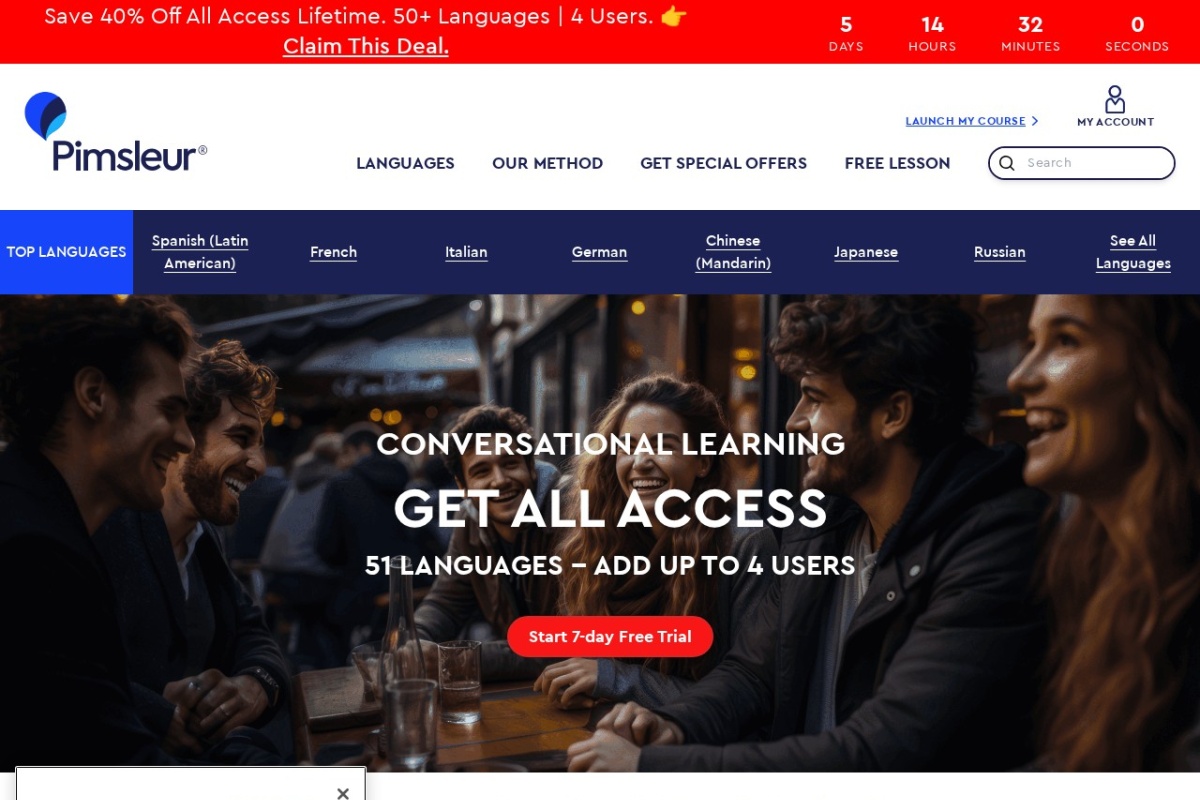 Screenshot of pimsleur.com