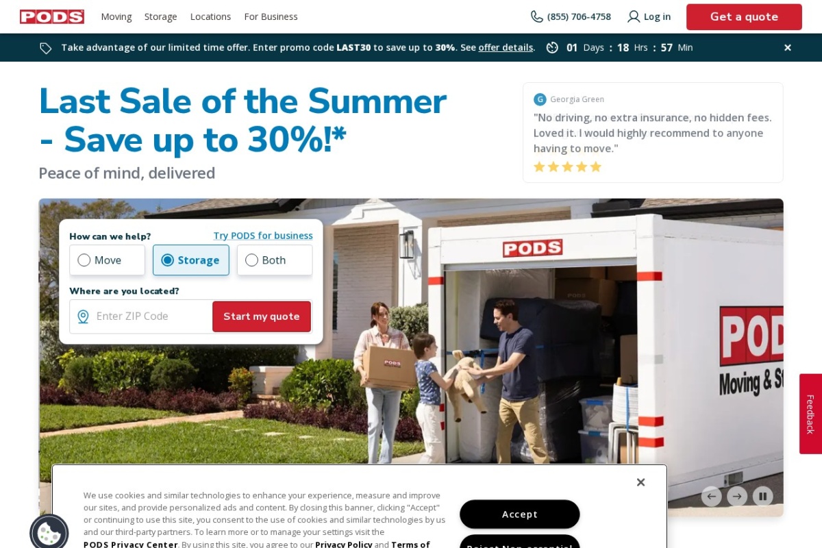 Screenshot of pods.com