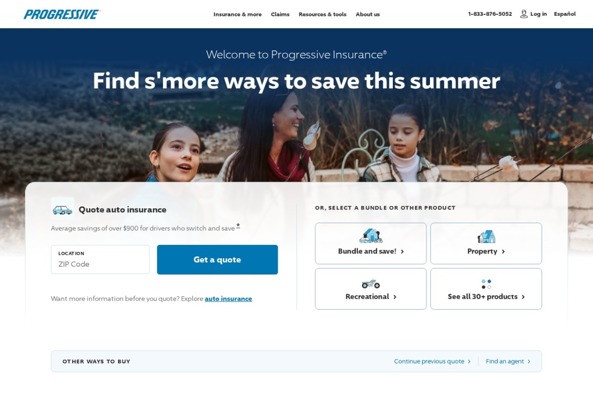 Screenshot of progressive.com