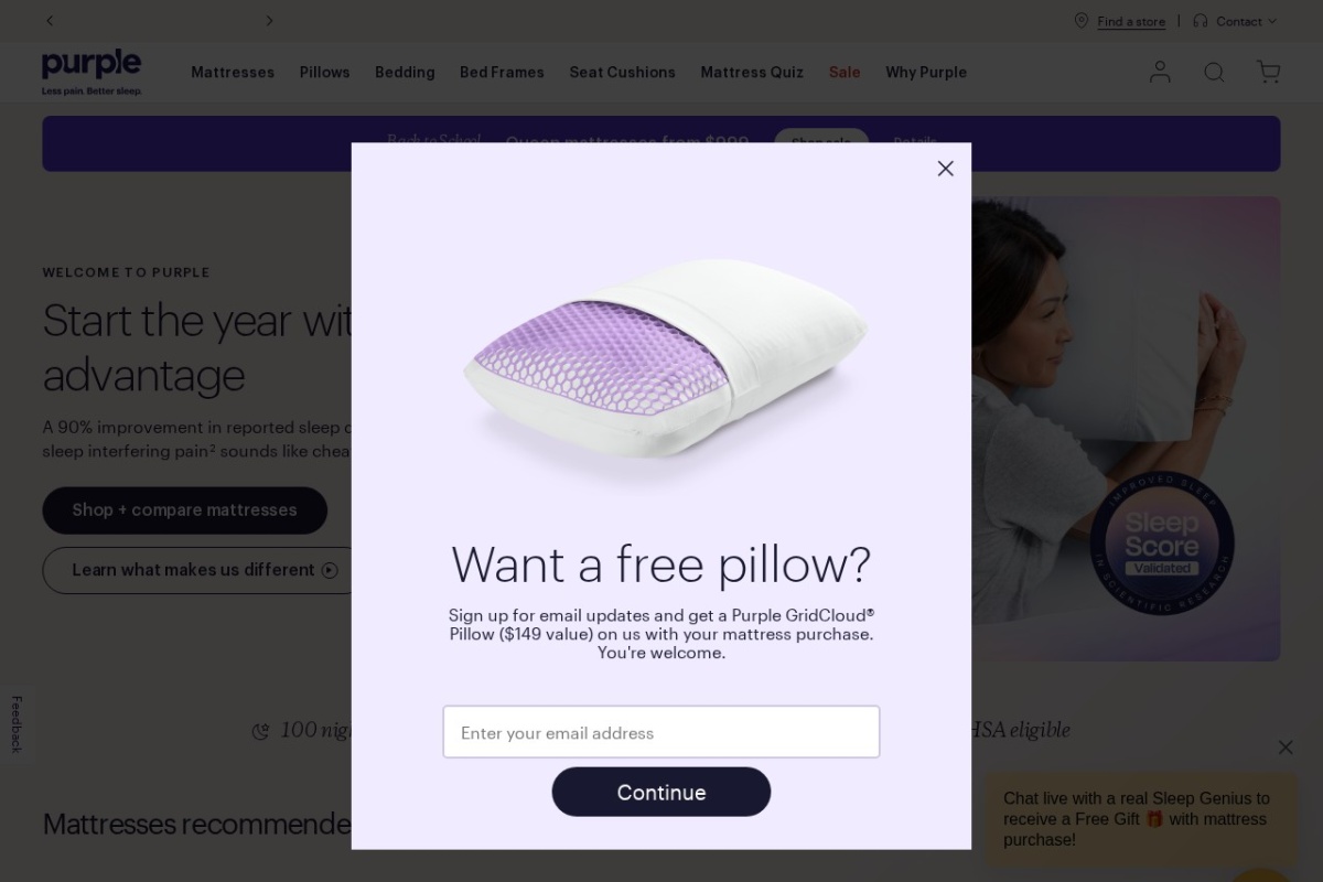 Screenshot of purple.com
