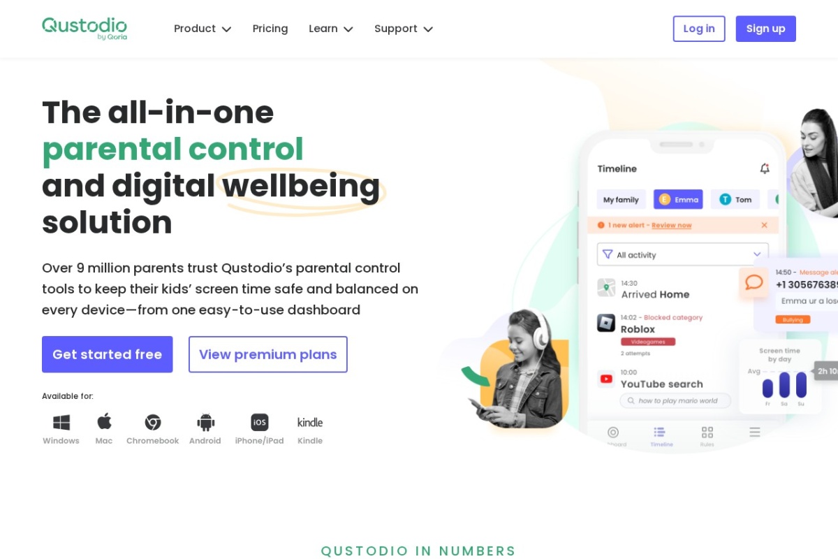 Screenshot of qustodio.com