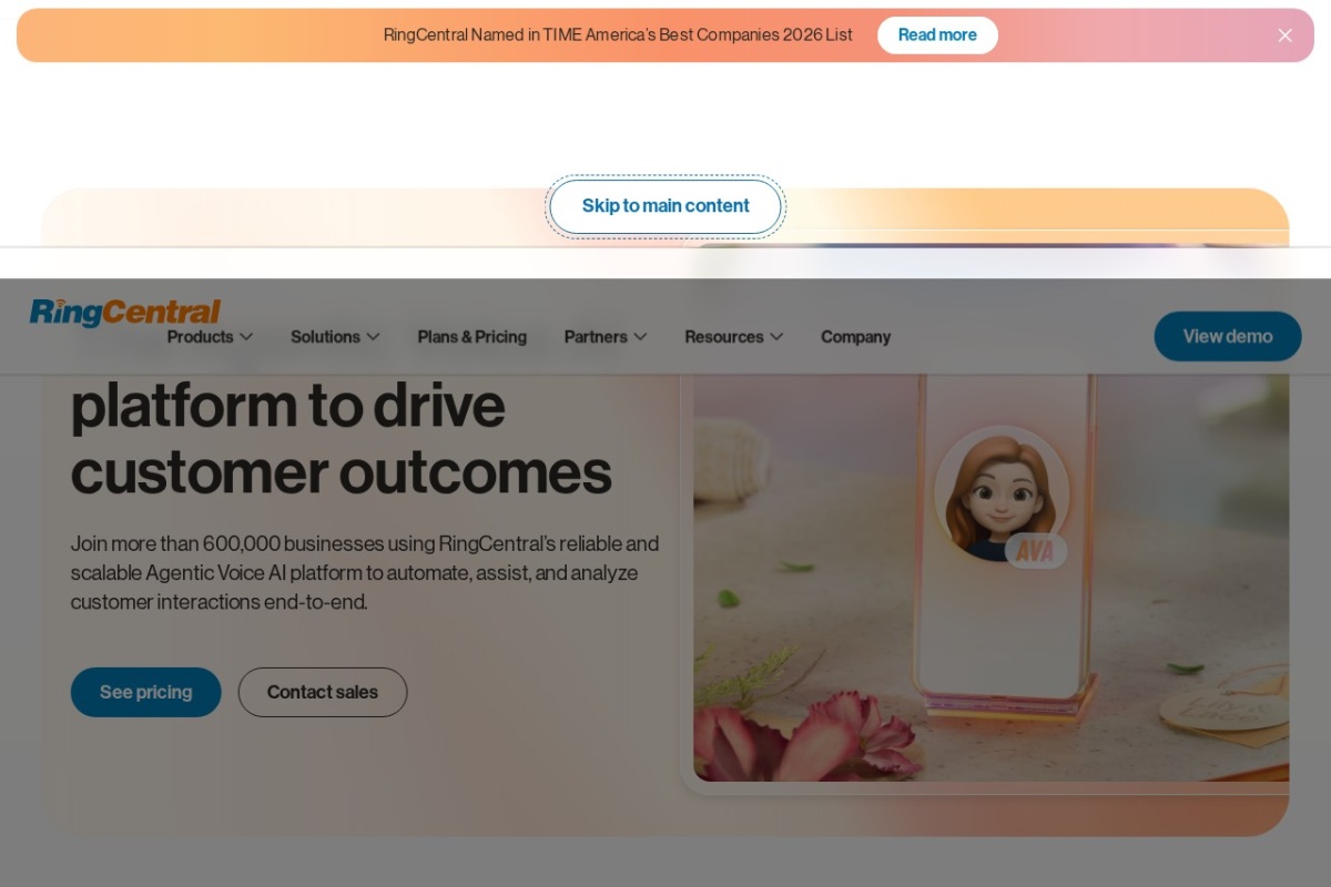 Screenshot of ringcentral.com